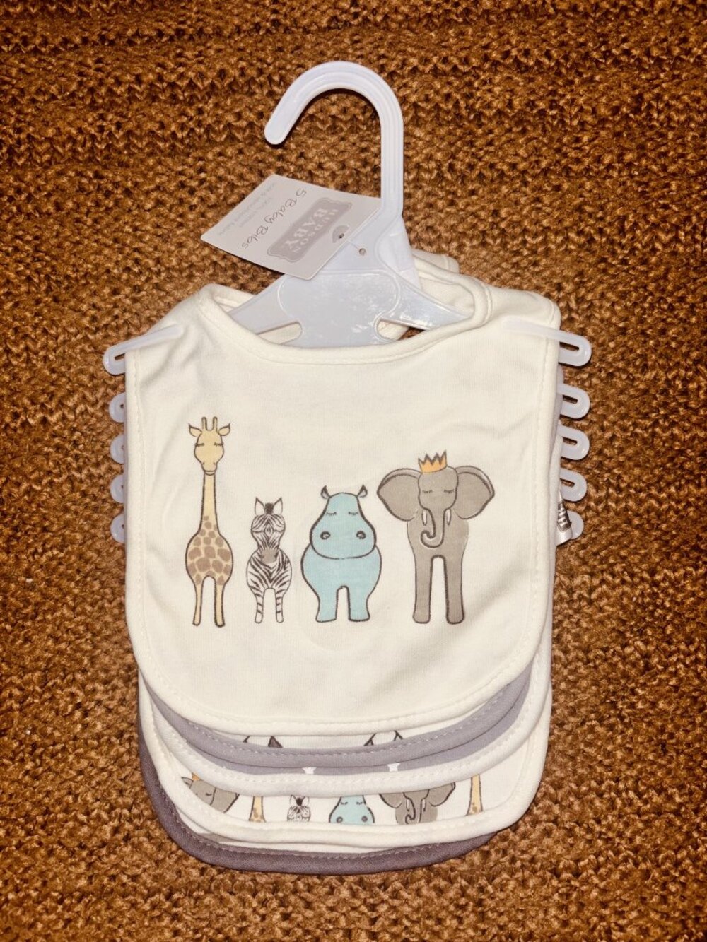 Hudson Baby Bibs 5 piece set animal print 100 % Cotton